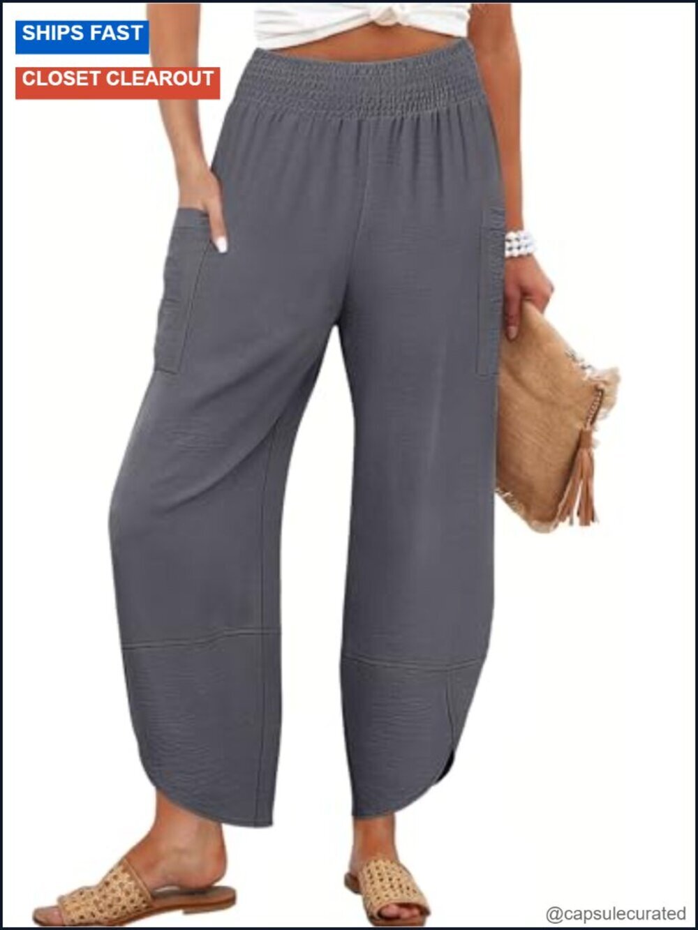 Wide Leg Palazzo Capri Pants High Waisted Flowy Lounge Trousers Summer